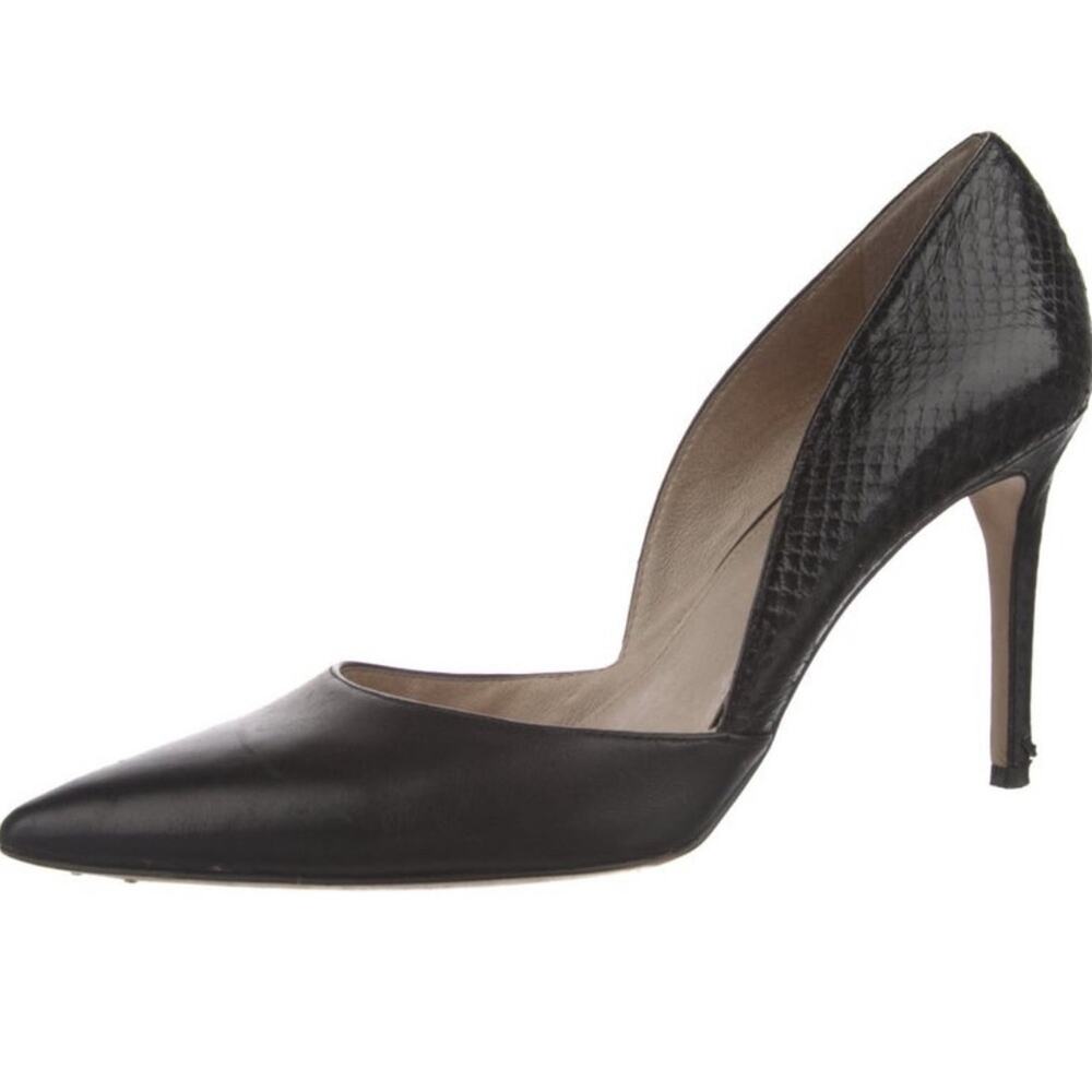 Louise et Cie Black Leather Snake Accent Pump Heels Sleek Sz 11